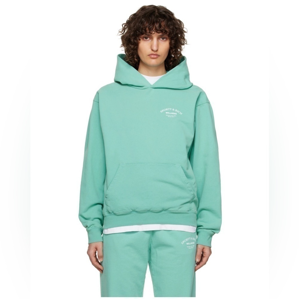 - 🆕SPORTY & RICH
Green 'Wellness Studio' Hoodie - Picture 3 of 8
